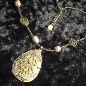 You & I DESIGNER Gold and Black Textured Necklace